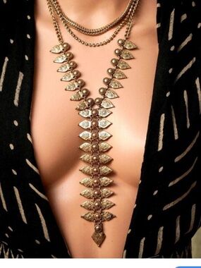 Free People Electra Layered
Statement Necklace Antique Gold